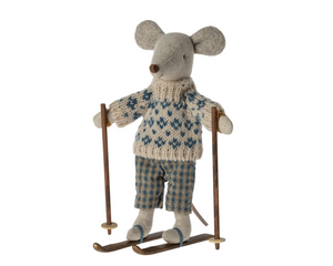 Maileg Winter Mouse with skis -Dad