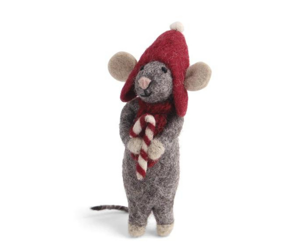 Gry & Sif Grey Mouse with Candy Cane